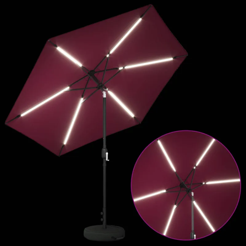 Sodo skėtis su LED šviesomis ir standu 270 x 270 cm Poliesteris