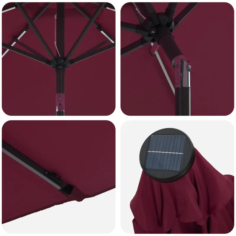 Sodo skėtis su LED šviesomis ir standu 270 x 270 cm Poliesteris