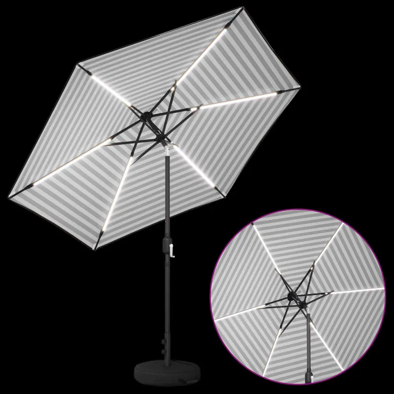 Sodo skėtis su LED šviesomis ir standu 270 x 270 cm Poliesteris