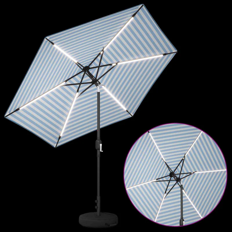 Sodo skėtis su LED šviesomis ir standu 270 x 270 cm Poliesteris