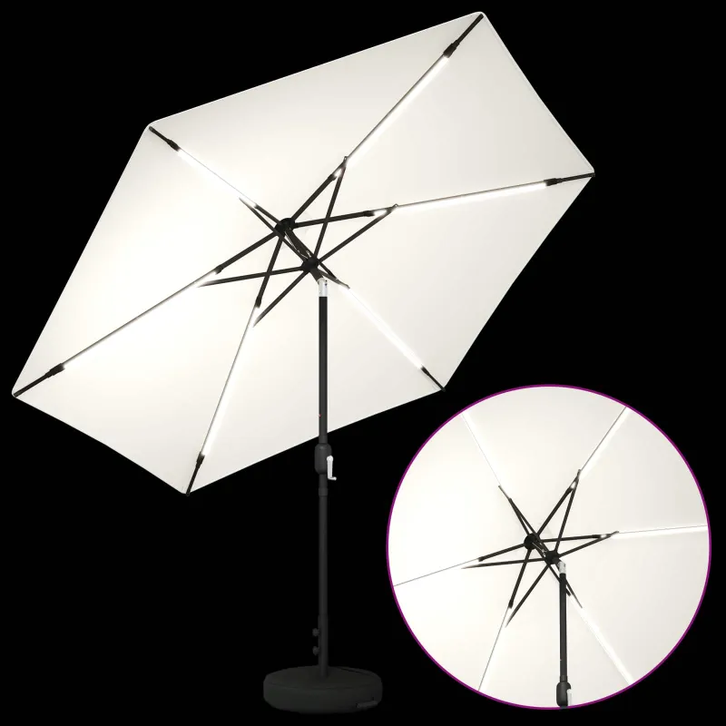 Sodo skėtis su LED šviesomis ir standu 300 x 300 cm Poliesteris
