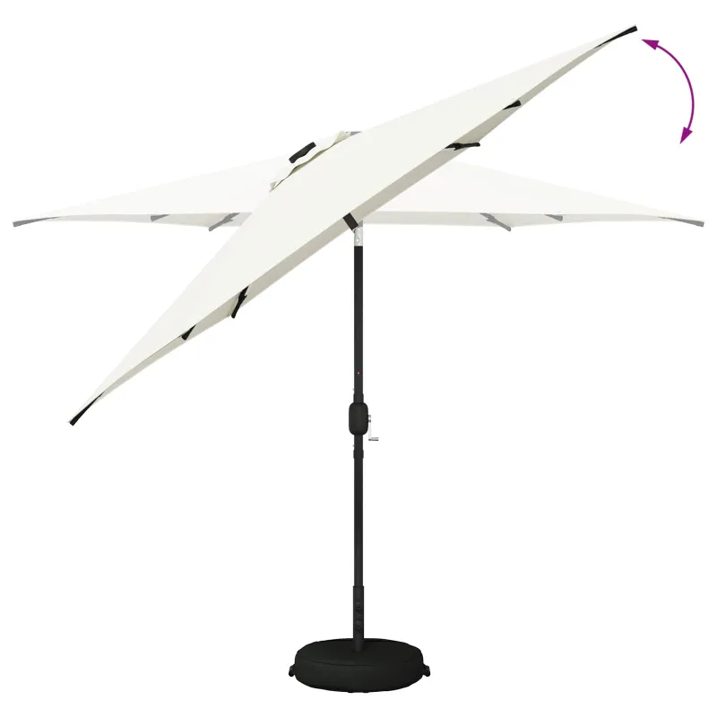 Sodo skėtis su LED šviesomis ir standu 300 x 300 cm Poliesteris