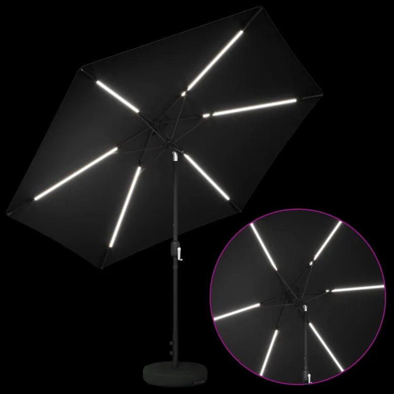 Sodo skėtis su LED šviesomis ir standu 300 x 300 cm Poliesteris