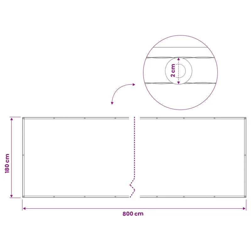 Balkono privatumo ekranas 180 x 800 cm Audinys su PU danga