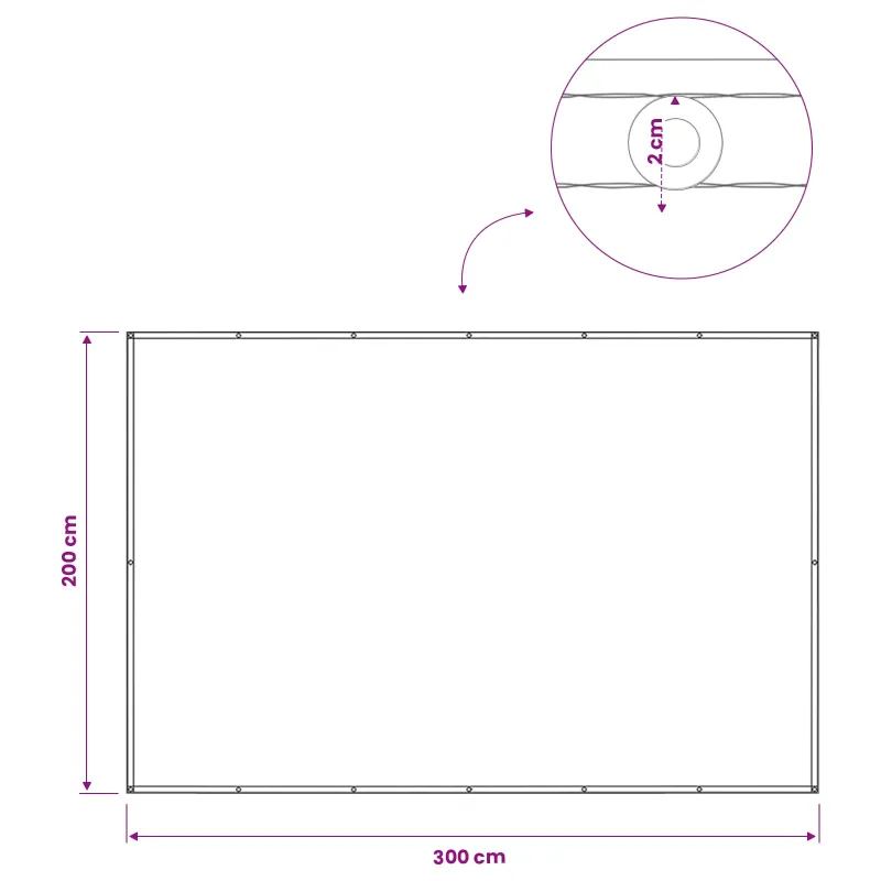 Balkono privatumo ekranas 200 x 300 cm Audinys su PU danga