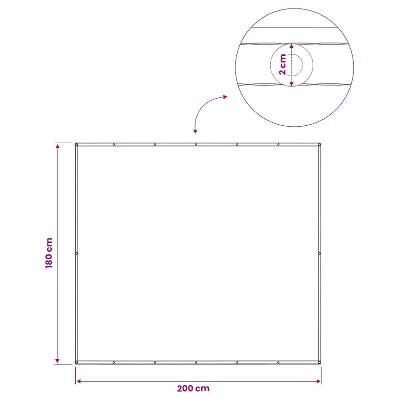 Balkono privatumo ekranas 180 x 200 cm Audinys su PU danga