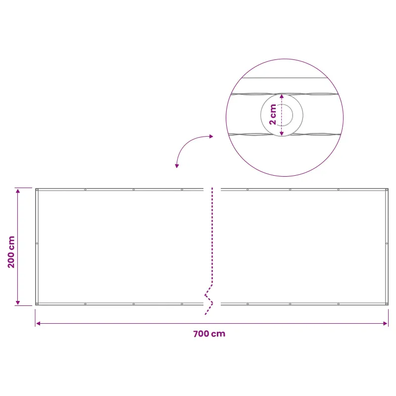 Balkono privatumo ekranas 200 x 700 cm Audinys su PU danga