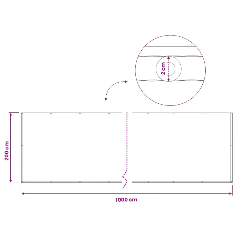 Balkono privatumo ekranas 200 x 1000 cm Audinys su PU danga