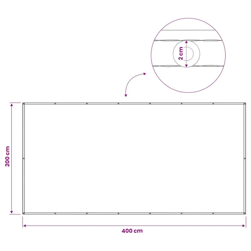 Balkono privatumo ekranas 200 x 400 cm Audinys su PU danga