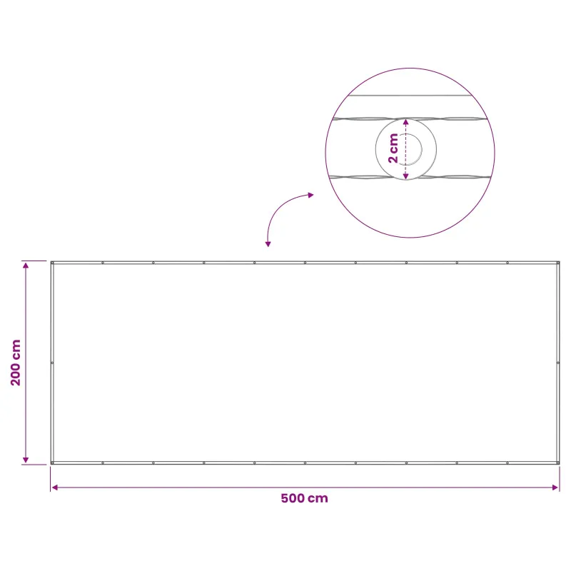 Balkono privatumo ekranas 200 x 500 cm Audinys su PU danga