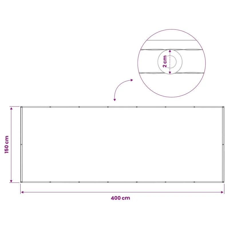 Balkono privatumo ekranas 150 x 400 cm Audinys su PU danga