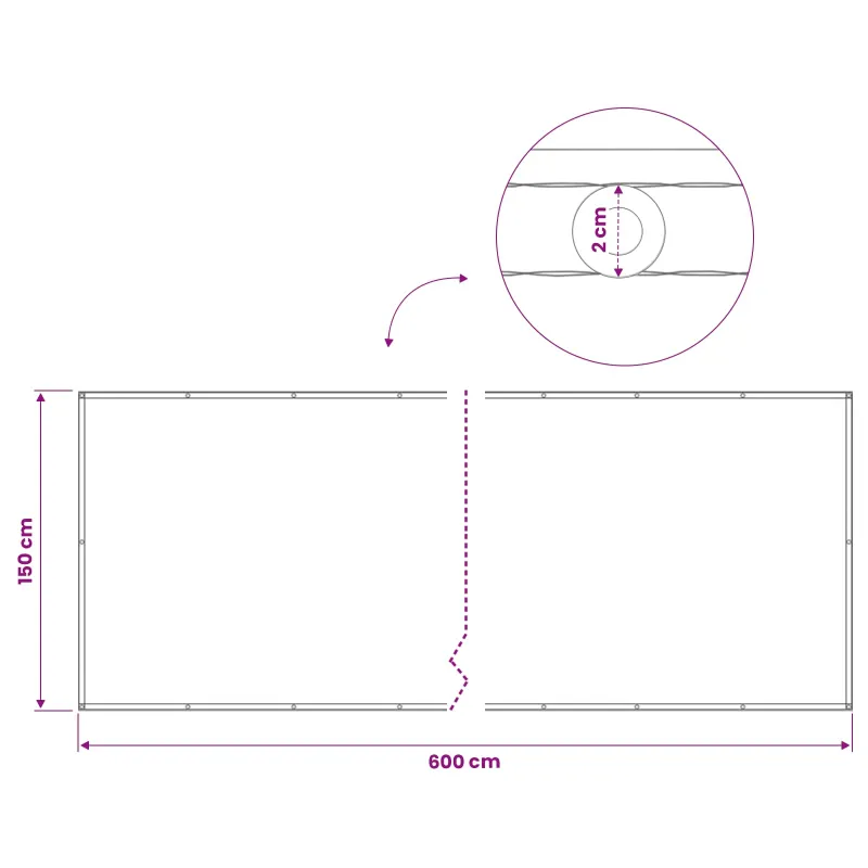 Balkono privatumo ekranas 150 x 600 cm Audinys su PU danga