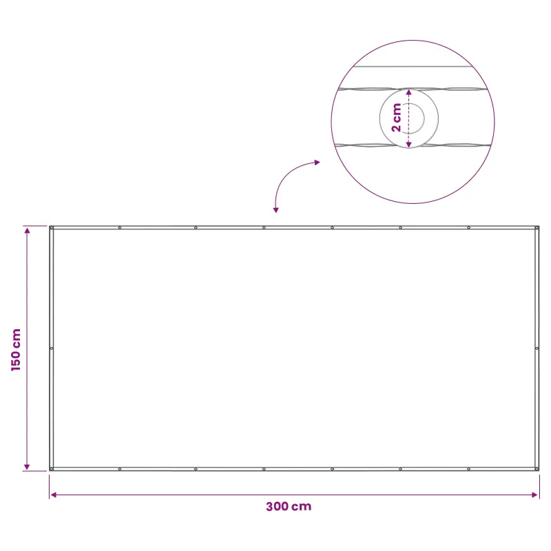 Balkono privatumo ekranas 150 x 300 cm Audinys su PU danga