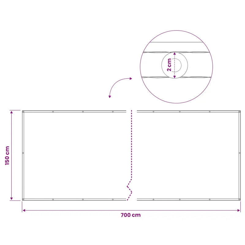 Balkono privatumo ekranas 150 x 700 cm Audinys su PU danga