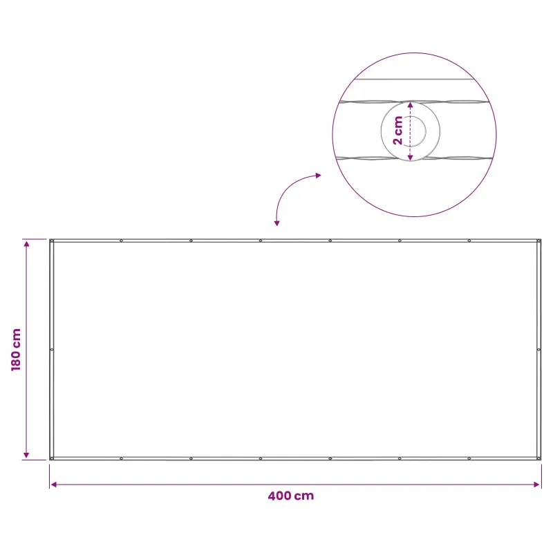 Balkono privatumo ekranas 180 x 400 cm Audinys su PU danga Ruda