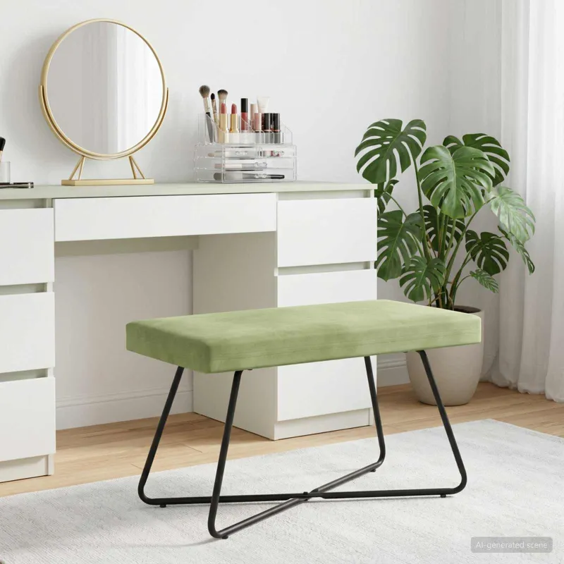 suoliukas Paprastas Šviesiai žalia 80 x 40 x 45 cm Aksomas