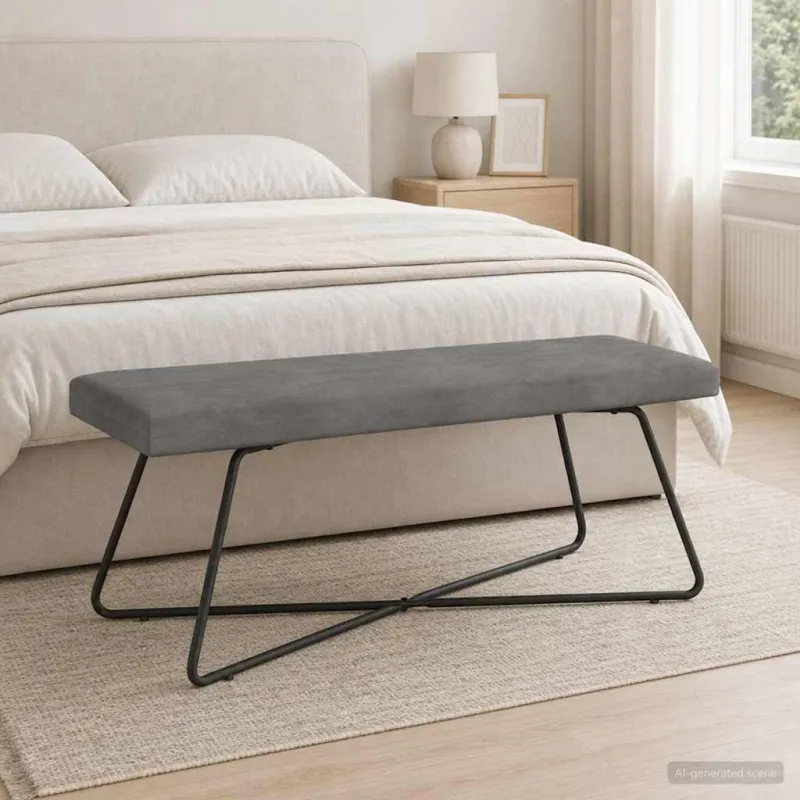 suoliukas Paprastas Tamsiai pilka 110 x 40 x 45 cm Aksomas