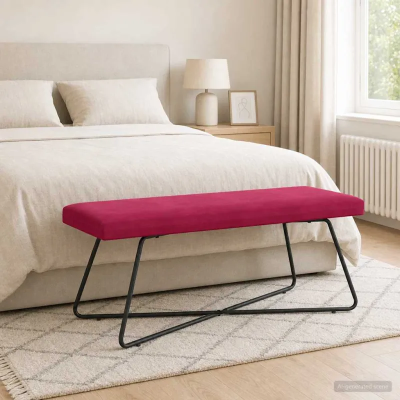 suoliukas Paprastas Vyno raudona 110 x 40 x 45 cm Aksomas