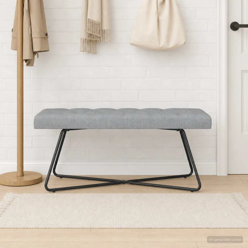 Suoliukas su mygtukų įsiuvais Šviesiai pilka 110 x 40 x 46 cm