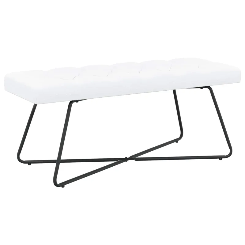 Suoliukas su mygtukų įsiuvais Balta 110 x 40 x 46 cm Audinys