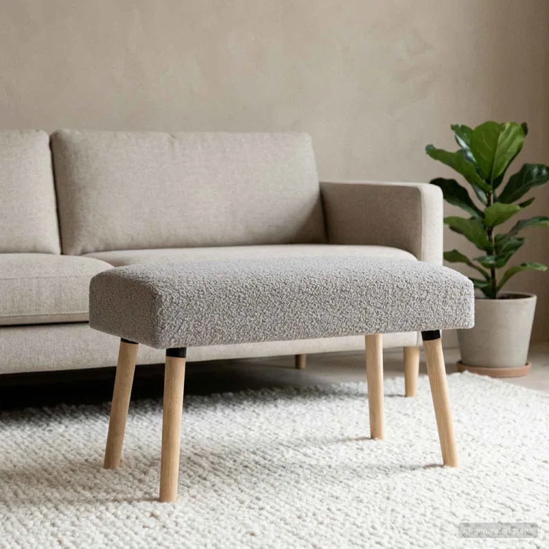 suoliukas Paprastas Šviesiai pilka 80 x 40 x 46 cm Bouclé
