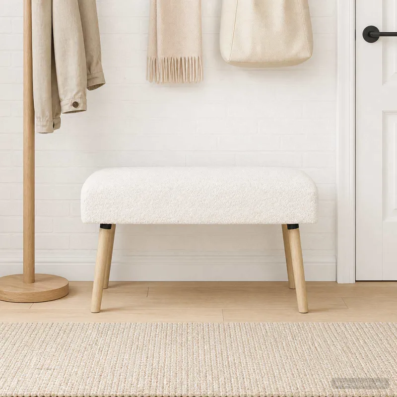 suoliukas Paprastas Kreminė 80 x 40 x 46 cm Bouclé