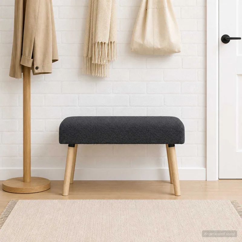 suoliukas Paprastas Tamsiai pilka 80 x 40 x 46 cm Bouclé