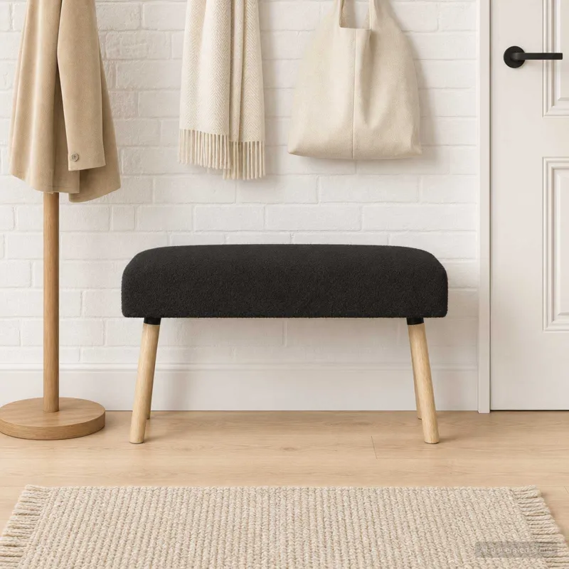 suoliukas Paprastas Juoda 80 x 40 x 46 cm Bouclé
