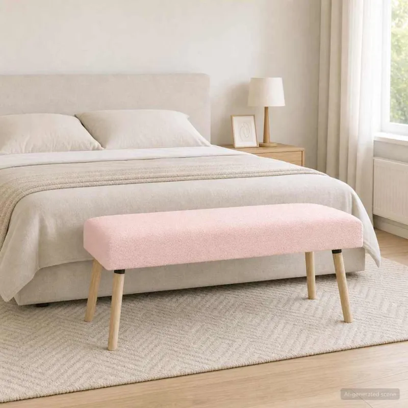 suoliukas Paprastas Rožinė 110 x 40 x 46 cm Bouclé