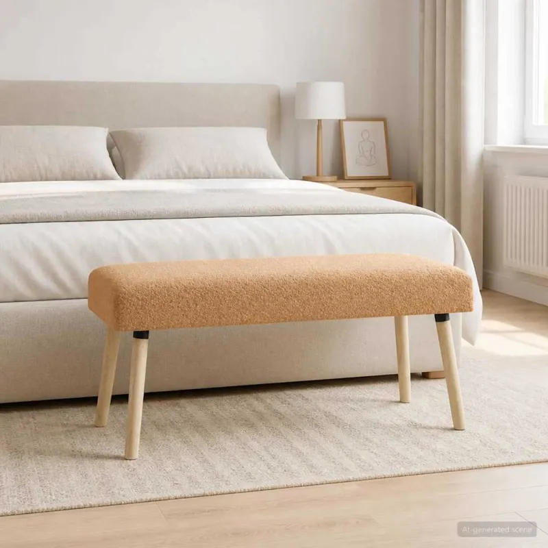 suoliukas Paprastas Smėlio 110 x 40 x 46 cm Bouclé