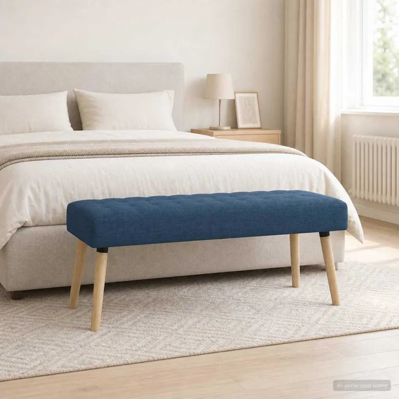 Kanalo paminkštintas suolas Mėlyna 110 x 40 x 46 cm Audinys