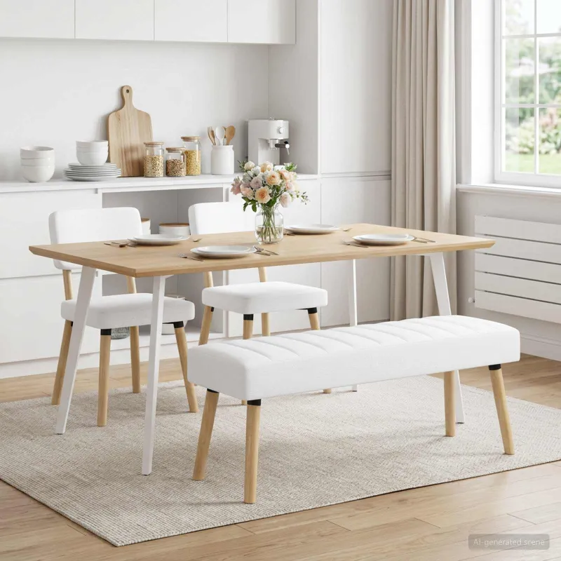 Kanalo paminkštintas suolas Balta 110 x 40 x 46 cm Audinys