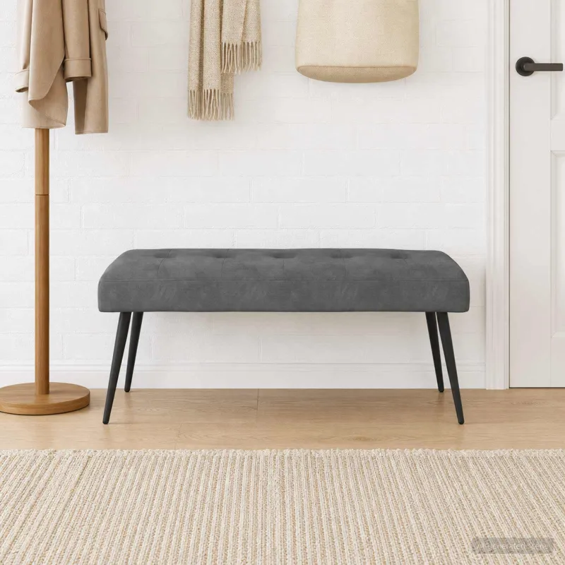 Suoliukas su mygtukų įsiuvais Tamsiai pilka 110 x 40 x 46 cm