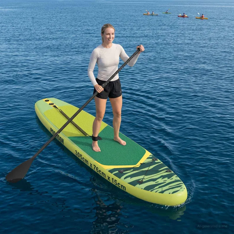 Pripučiamas Stan Up Irklas POSEIDON 305 x 76 x 15 cm Žalia