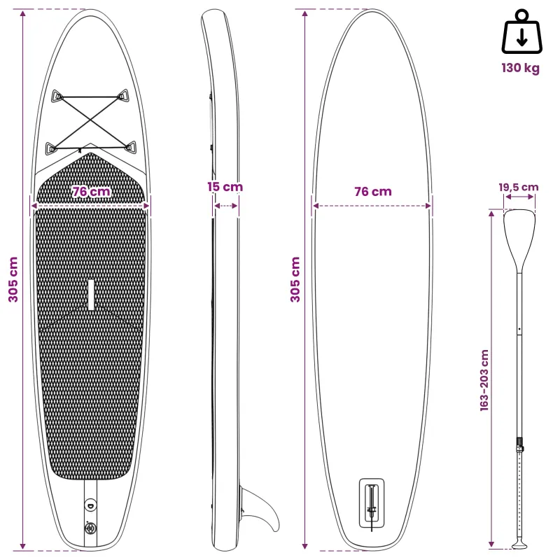 Pripučiamas Stan Up Irklas POSEIDON 305 x 76 x 15 cm Žalia