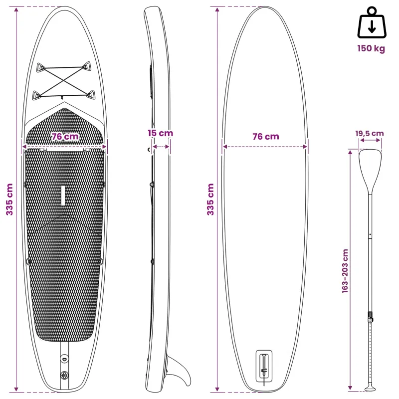 Išpūstas Stand Up Paddle Board APEX 335 x 76 x 15 cm Mėlyna