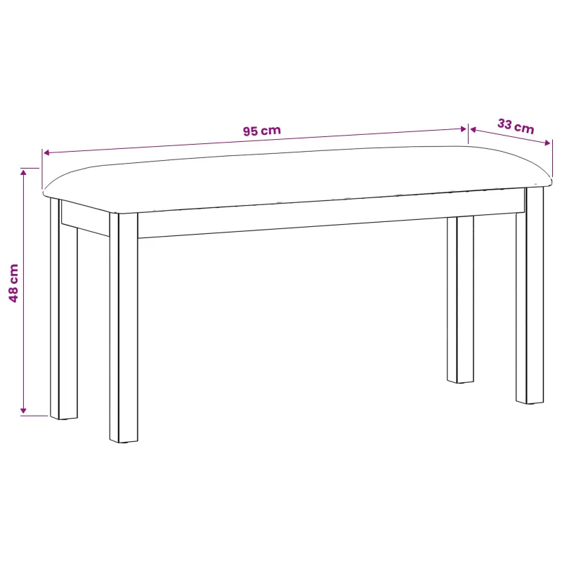 Valgomojo suolas 95 x 32 x 45 cm Kietas ąžuolo medis Juoda