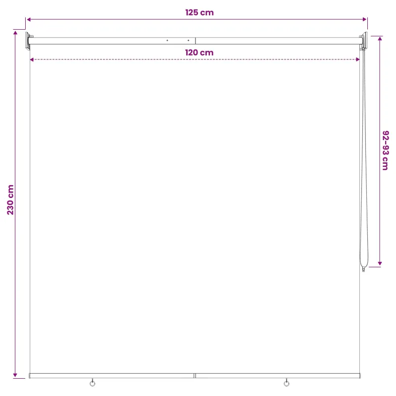 Lauko ritininė žaliuzė UV apsaugai Balta 120 x 230 cm