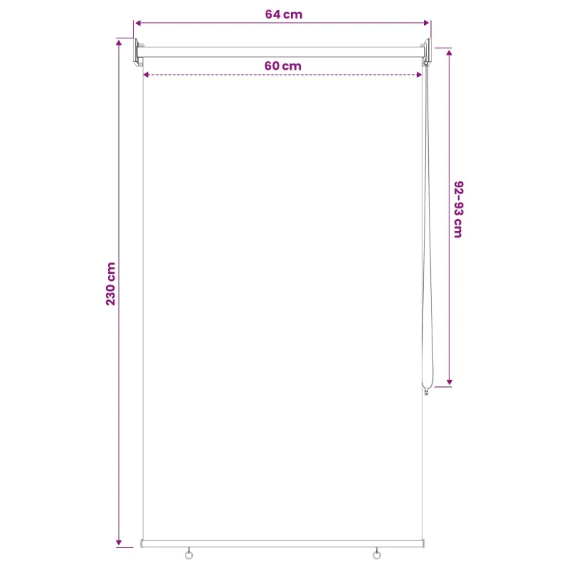 Lauko ritininė žaliuzė UV apsaugai Juoda 80 x 230 cm