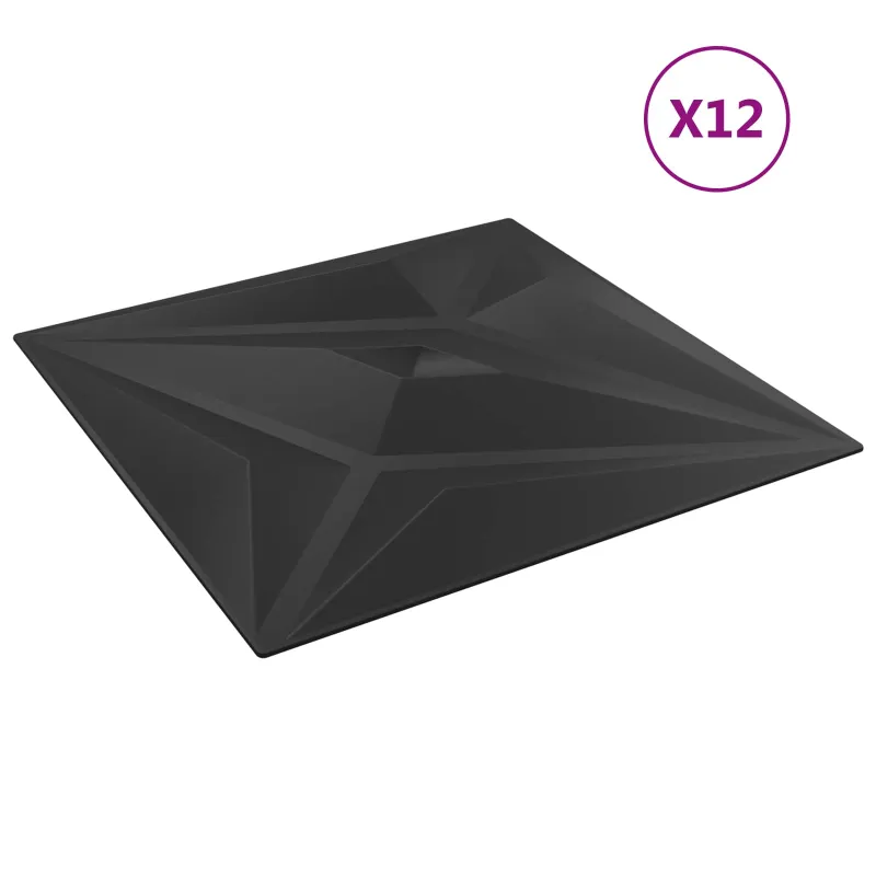 Sienų plokštės Žvaigždė 48 pcs Juodos žvaigždės 50 x 50 cm