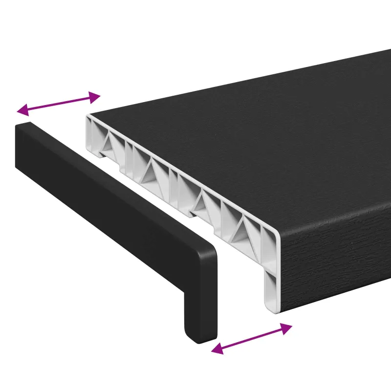 Langų palangė Juoda su medžio raštu 160 x 20 x 4,5 cm PVC