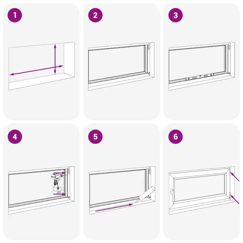 Požeminio lango RISOR 90 x 70 cm PVC ir stiklas Balta