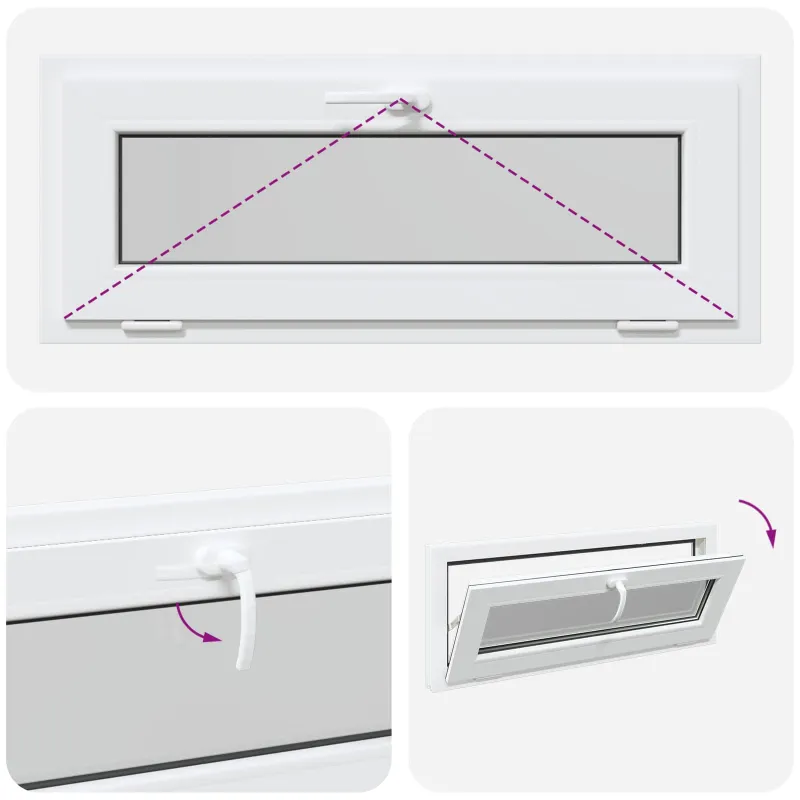 Požeminio lango RISOR 100 x 40 cm PVC ir stiklas Balta