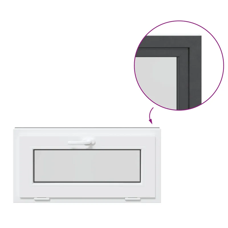Požeminio lango RISOR 80 x 40 cm PVC ir stiklas Antracito