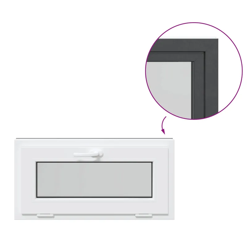Požeminio lango RISOR 80 x 40 cm PVC ir stiklas Antracito