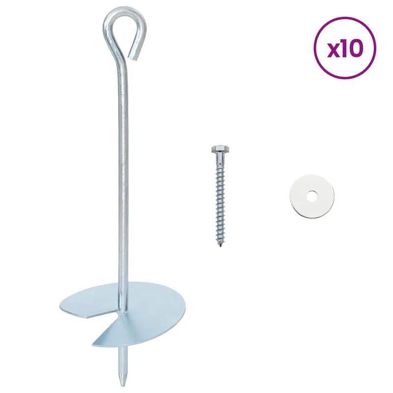 Žemės inkaras 10 pcs Sidabrinė Ø10 x 30 cm Cinkuotas metalas