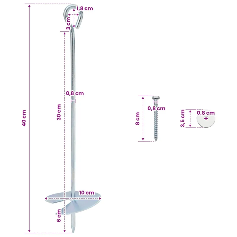 Žemės inkaras 6 pcs Sidabrinė Ø10 x 40 cm Cinkuotas metalas