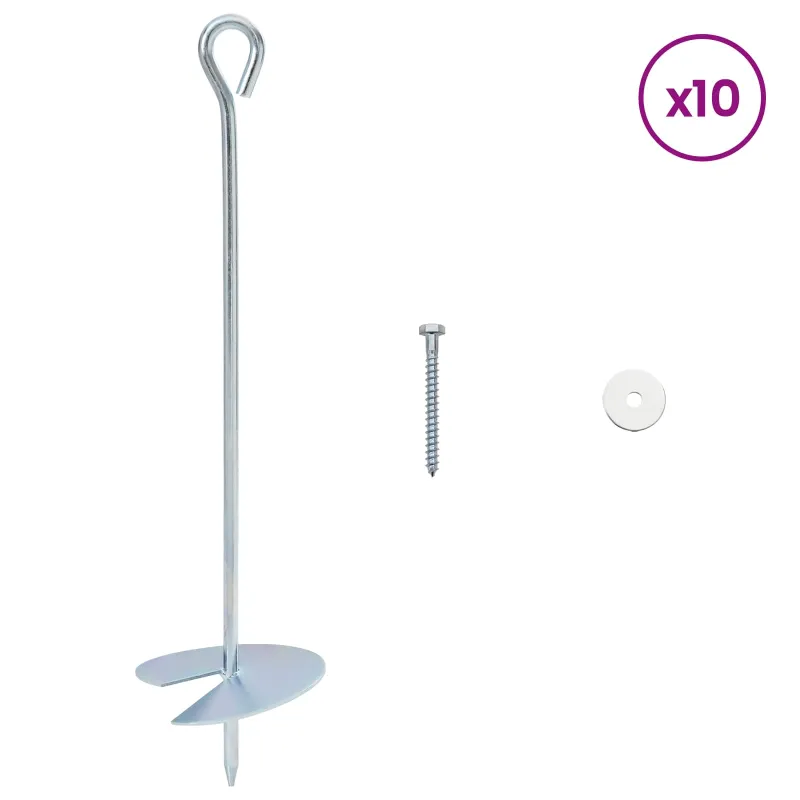 Žemės inkaras 10 pcs Sidabrinė Ø10 x 40 cm Cinkuotas metalas