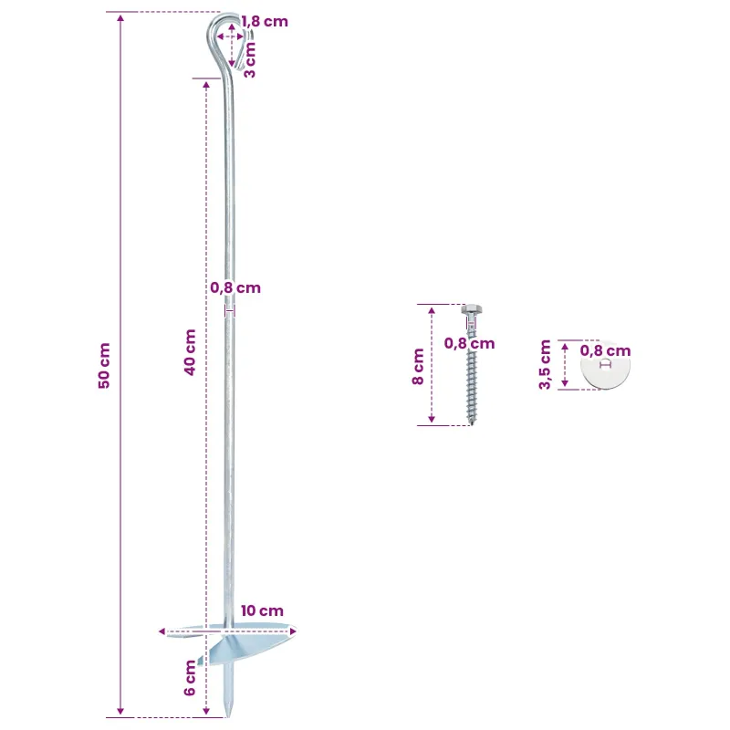 Žemės inkaras 4 pcs Sidabrinė Ø10 x 50 cm Cinkuotas metalas