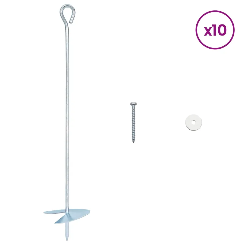 Žemės inkaras 10 pcs Sidabrinė Ø10 x 50 cm Cinkuotas metalas